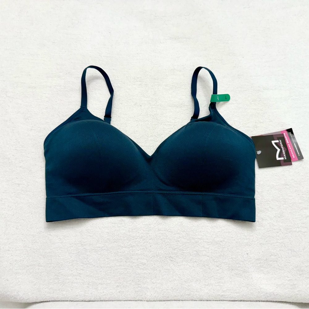Maidenform Wireless Stretch Rib Seamless Bralette - Teal Size LG - Picture 2 of 7